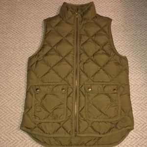 J. Crew quilted puffer vest, olive/drab